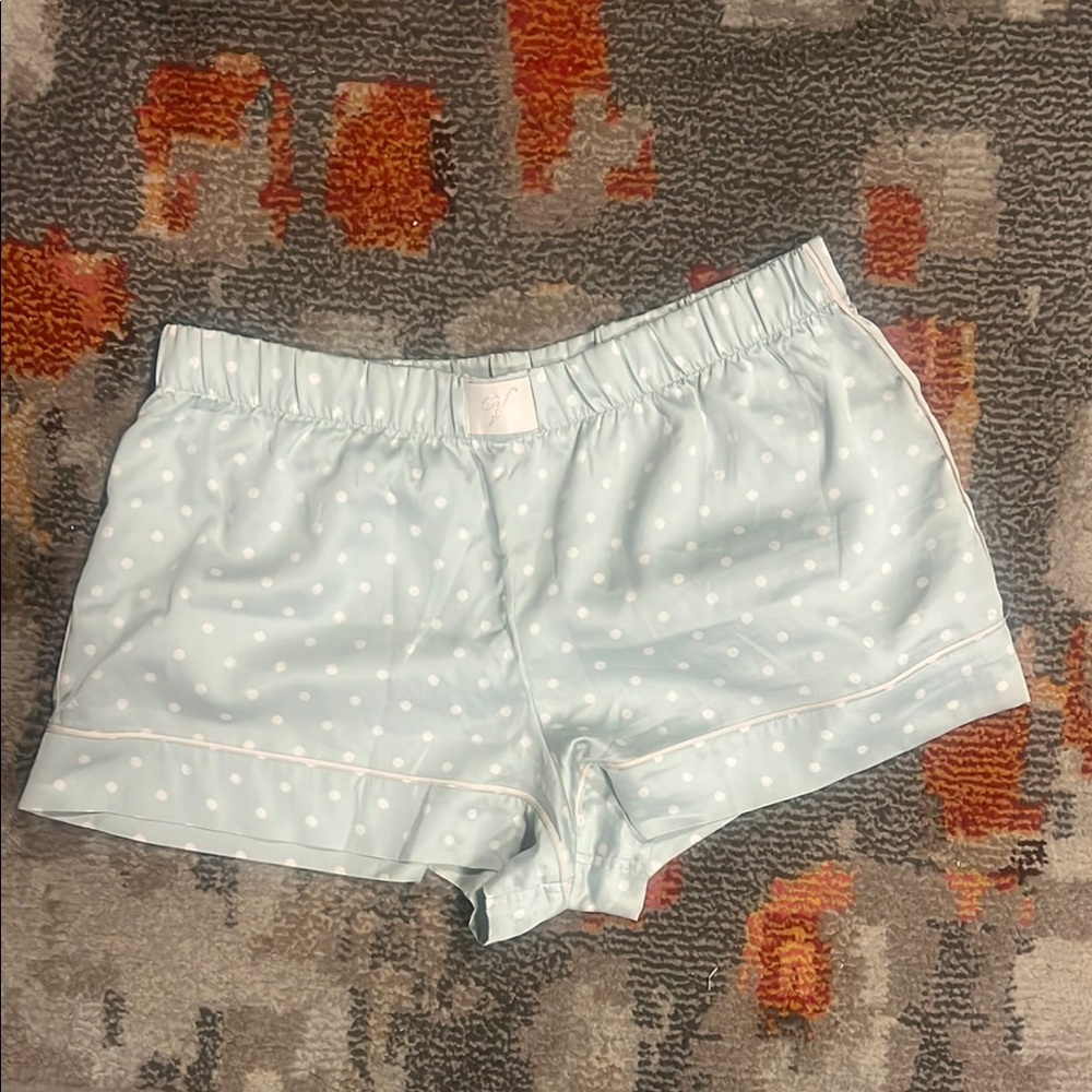 Victoria Secret Light Blue polka dot silk pajama shorts